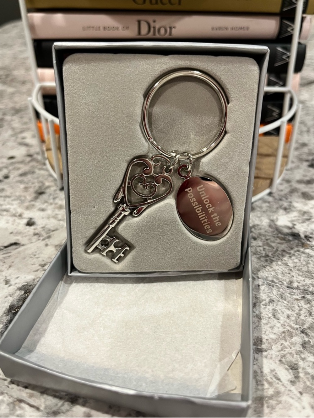 Key & Inspirational Charm Keychain - "Unlock the Possibilities" New